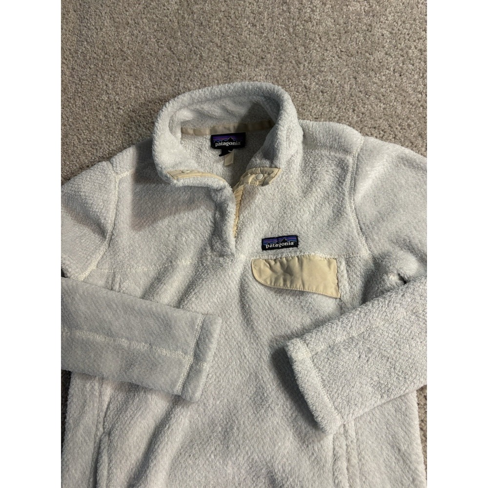 Patagonia Women Re-Tool Snap-T Fleece Pullover Jacket Small S White Cream VTG
